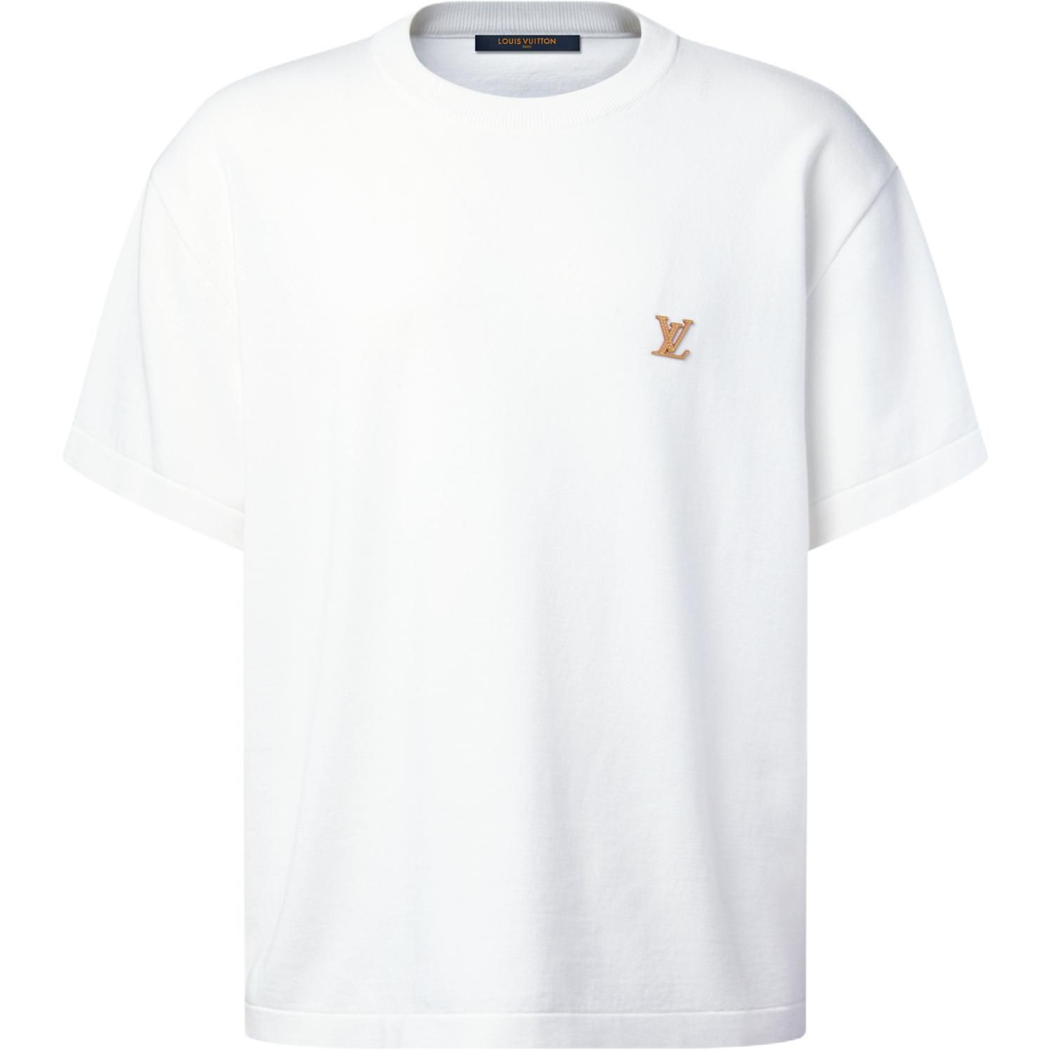 Free Shipping LV Logo Crewneck T-Shirt White